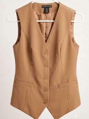Sincerely Jules Camel Tan Tailored Suit Vest. Size Small.